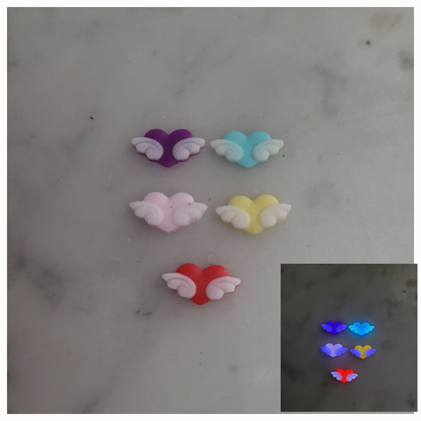 Heart With Wings Small Glow In The Dark Charms