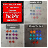 Cross With A Rose In The Middle Charms UV Color Change and Glow