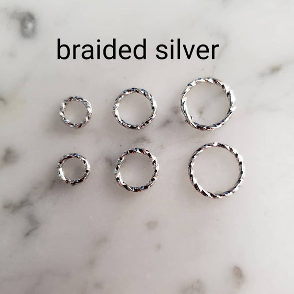 3 size Braided Silver Jump Rings