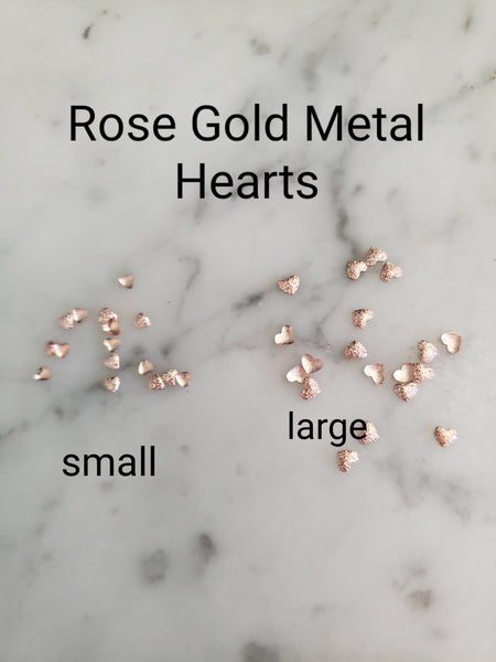 Rose Gold Frosted Metal Heart Nail Charms/Embellishments