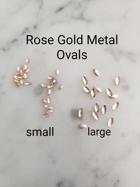 Rose Gold Frosted Metal Oval Nail Charms
