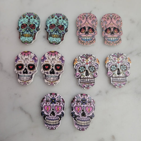 Bright Day Of The Dead Wooden Charms/Sugar Skull Charms OVERSIZE