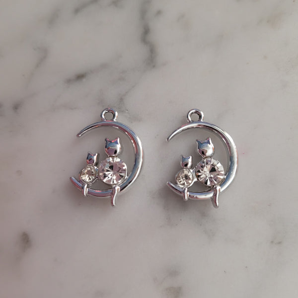 Kittys on the moon bling charms